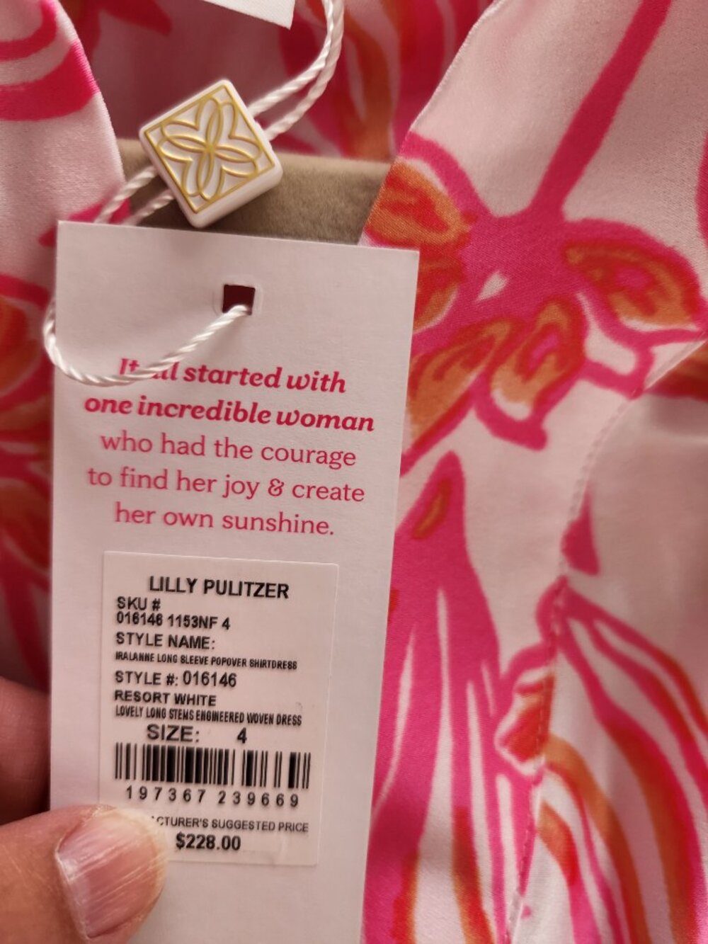 NWT Lilly Pulitzer Iralanne Popover Shirtdress Resort White Lovely Long Stems 4 - Picture 8 of 8